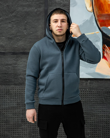 Костюм овер карго-зип черно-серый S XL
