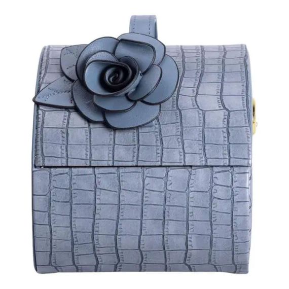 Скринька для прикрас з еко шкіри 3 яруси із замком органайзер для ювелірних виробів HP-5-21BL | Зображення 3