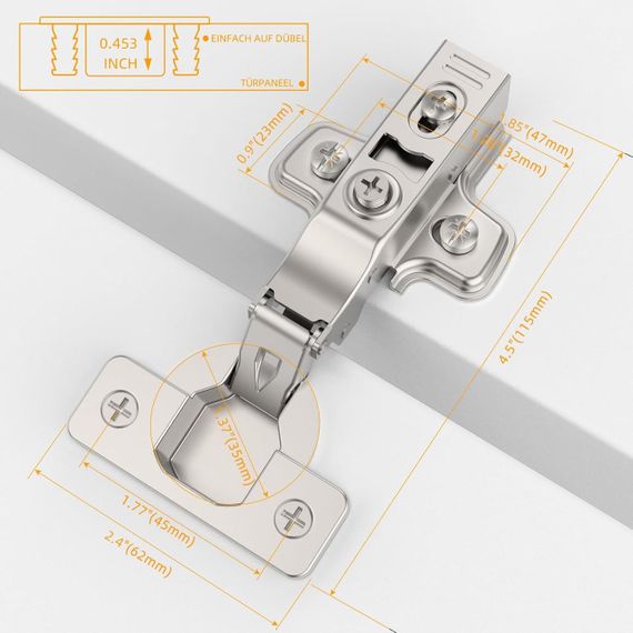 Угловые петли для шкафа с доводчиком комплект 10 шт, с гидравлической пружиной для кухонных гардеробных шкафов | Зображення 5