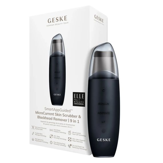 Мікрострумовий скрабер для шкіри та усунення чорних точок GESKE MicroCurrent Skin Scrubber&Blackhead Remover 9в1 magenta, Чорний