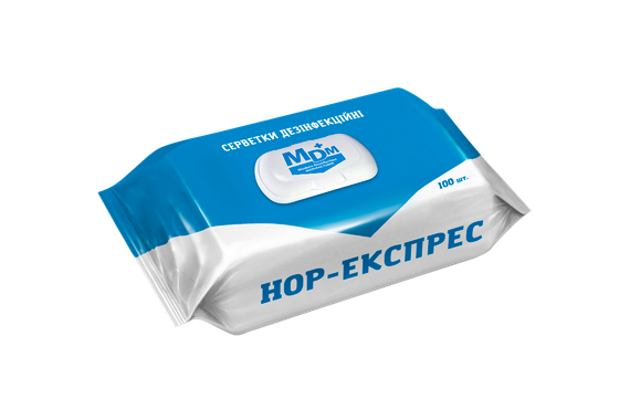 Салфетки дезінфекційні НОР-експрес 100шт в упаковці