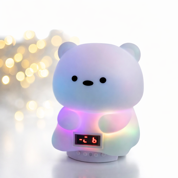 Дитячий акумуляторний нічник "Ведмедик" з Bluetooth-колонкою й електронним годинником м'яким LED-світлом, багатобарвною RGB-підсвіткою | Зображення 2