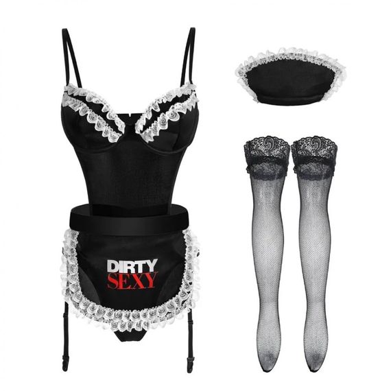 Сексуальный костюм горничной M/L Sunspice, черный, 5 предметов sexstyle | Зображення 3
