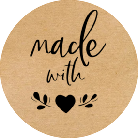 Этикетка круглая крафт "Made with love 03", Диаметр 50 мм, 250 шт/рулон, Viskom