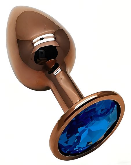 Анальна пробка з кристалом EGZO - Dark Gold Round Plug Blue, size S Sex Aura | Зображення 1