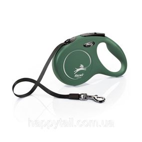 Поводок-рулетка Flexi New Classic M лента для собак до 25 кг, 5 м, оливковый
