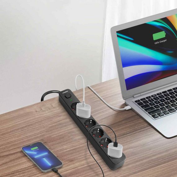 Мережевий подовжувач VIDEX ONCORD з/з 6п 3м (3x1.5мм) з кнопкою Black | Зображення 9