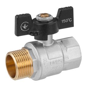 Кран кульовий Kroner 1" ВЗ PN40 метелик, нікельований (CV033212)