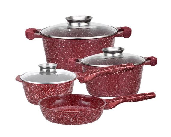 Набір посуду з мармуровим антипригарним покриттям Higher Kitchen НК-315 Red