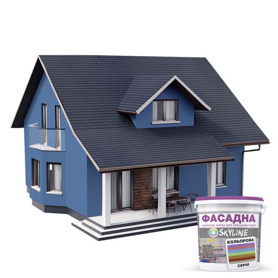 Краска Акрил-латексная Фасадная Skyline 2040-R90B Васильковый 1л | Зображення 2