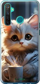 Чохол на Realme 5 Pro Білий кіт "5646u-1861-2448"