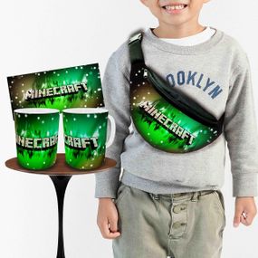 Набір: дитяча сумка-бананка+кружка Майнкрафт «Minecraft» 32х15см, бананка для хлопчика через плече на подарунок (00915)