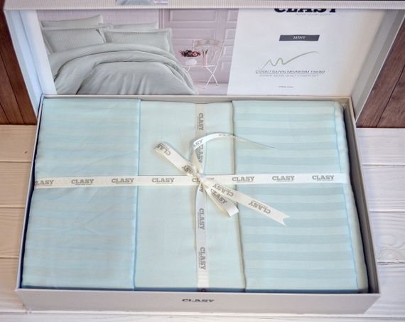 Постільна білизна Clasy Stripe Satin 200х220 Mint | Зображення 1