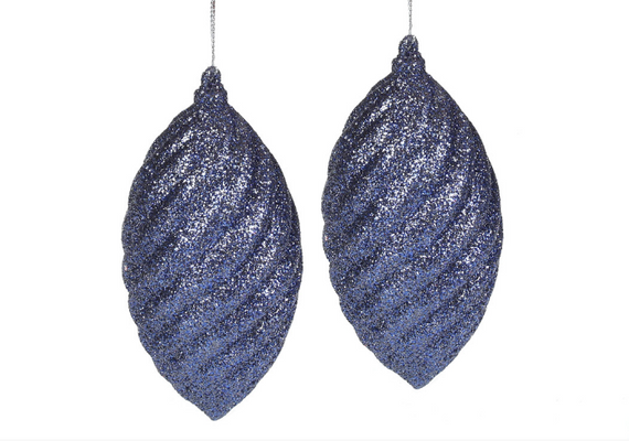Набір ялинкових прикрас 2шт темно-синій глітер БОНА ДИ | Зображення 1