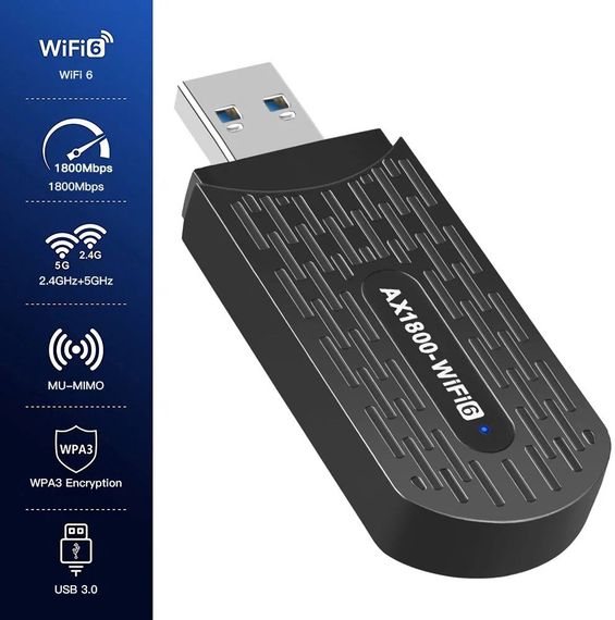 Адаптер Palmexx Ax1800-Wifi6 Usb30 80211ax Wifi 6 Dual Band A/B/G/N/Ac/Ax 1800mbps | Зображення 1