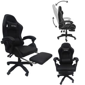 Крісло геймерське Bonro Бонро B-945 чорне з підставкою для ніг (42401105)