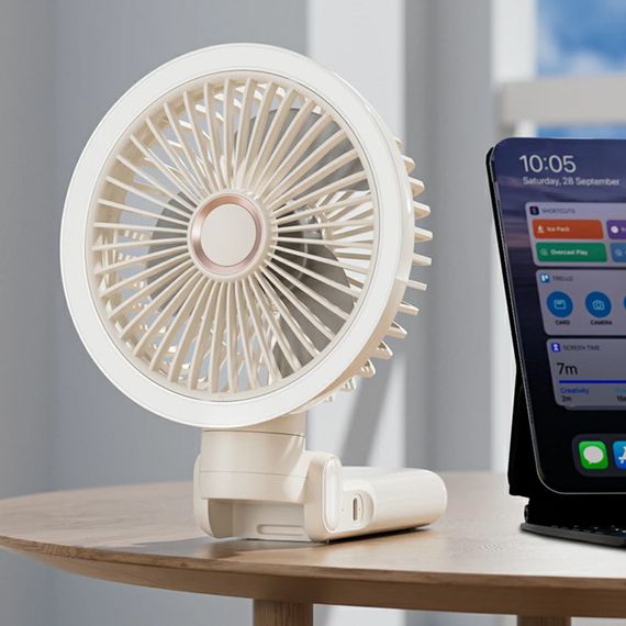 Портативный вентилятор GF12 с зажимом+LED 5400mAh White | Зображення 4