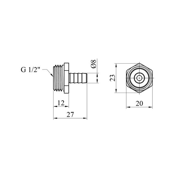 Штуцер Karro 1/2" РЗ, D=8 мм нікельований KR-821 | Зображення 1