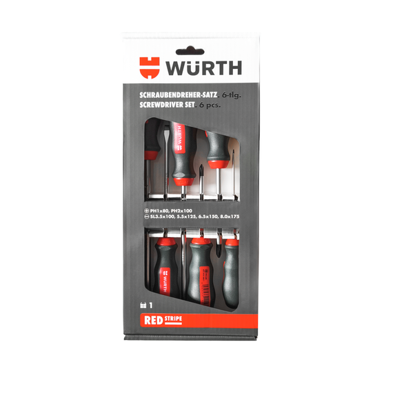 Набір викруток шліц+РН, круглий стрижень, 6 шт., RED STRIPE | Зображення 2