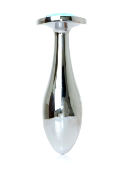 Анальна металева пробка Plug-Jewellery Silver PLUG- Light Blue L sexstyle | Зображення 6