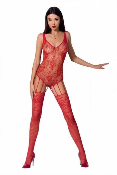 Ажурний бодістокінг з імітацією панчіх Passion BS074 red sexstyle | Зображення 1