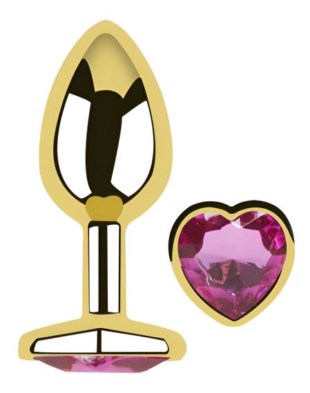 Анальна пробка з кристалом EGZO - Gold Heart Plug Rose size M Sex Aura | Зображення 1