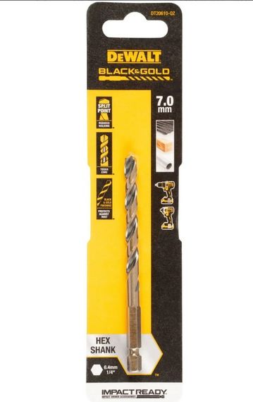 Свердло по металу DeWalt IMPACT Black & Gold 7 мм (DT20610) | Зображення 1