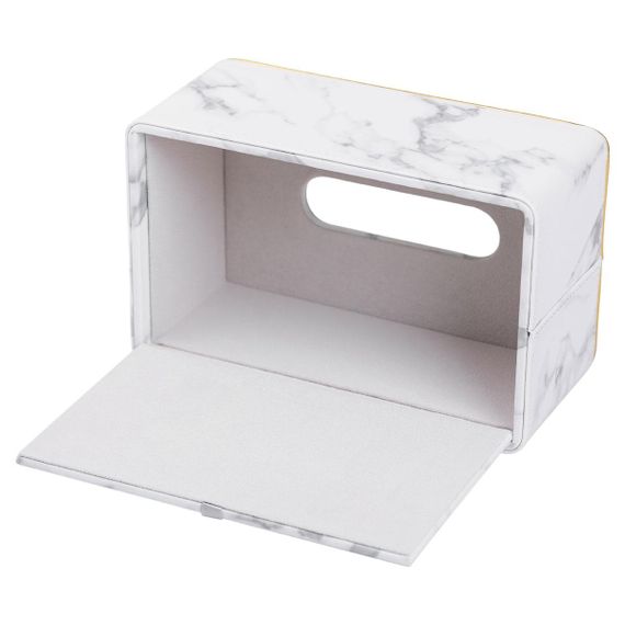 Серветниця з еко шкіри 21.5х13х9 см для кафе і ресторанів Білий мармур HP-3-202 | Зображення 4