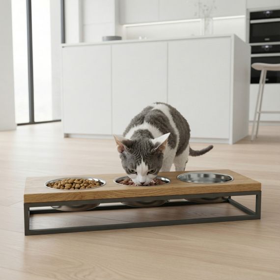 Миски на подставке для котов и маленьких собак Hollky Base Bar (3 × 0,45 л) Bar-54187-GRNT | Зображення 1