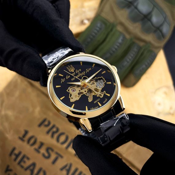 Класичний чоловічий годинник Awarder 022 Black-Gold Mechanic Metall Не Забуду Дім | Зображення 3