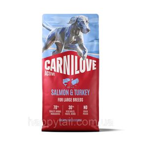Беззерновий сухий корм Carnilove для дорослих собак великих порід лосось та індичка 12 кг (арт. 173696)