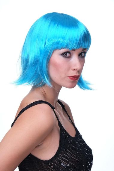 Перука жіноча яскраво-блакитна короткий боб каре, синтетичне волосся для карнавалу, Гелловіна, вечірок косплей Блакитна | Зображення 1