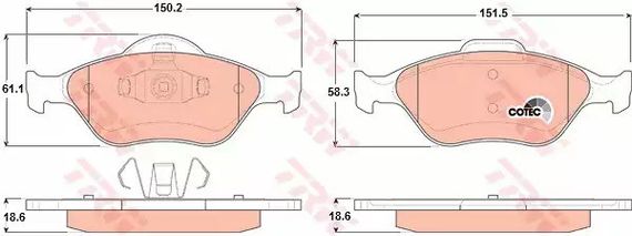 Колодки передні гальмівні Fiesta, TRW (GDB1419) (1101464) | Зображення 1