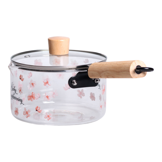 Скляний ківш із кришкою для кухні 1.8 л ручкою і носиком HP-34-19 | Зображення 3