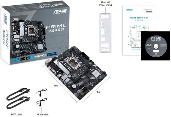 Материнcька плата ASUS PRIME B660M-K D4 s1700 B660 2xDDR4 M.2 HDMI D-Sub mATX 90MB1950-M1EAY0 | Зображення 1