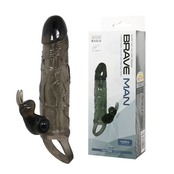 Насадка на член - Brave Man Vibrating Penis Sleeve 5,91" Black sexstyle