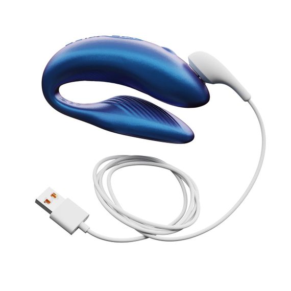 Смарт-вібратор для пар We-Vibe Chorus Cosmic Blue, сенсорне керування вібраціями стисненням пульта | Зображення 4