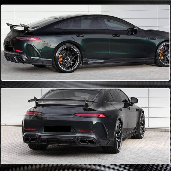 Накладки на задній бампер V1 (для GT63 2018-2022, Карбон) для Mercedes AMG GT 4 X290 2018- рр | Зображення 2