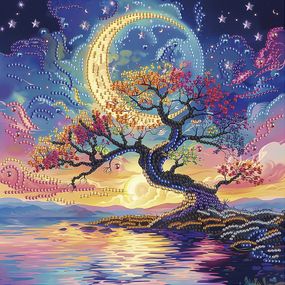 Алмазна мозаїка "Дерево в місячному сяйві" BH019 неповна викладка 25х25 см