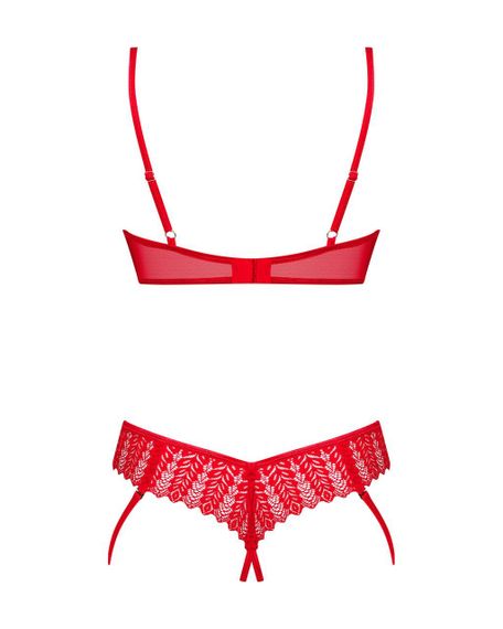 Комплект Obsessive Ingridia 2-pcs crotchless set XL/2XL, красный, с доступом, открытая грудь sexstyle | Зображення 3