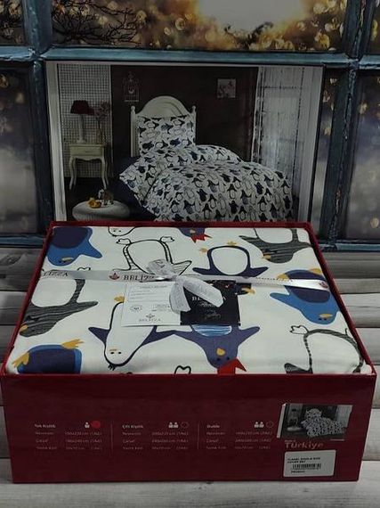 Постельное белье Belizza Penguen Фланель Хлопок Полуторный размер