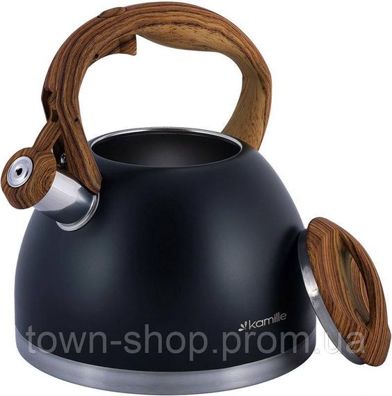 Чайник Kamille Whistling Kettle Black 2.7л из нержавеющей стали со свистком KM-1087 | Зображення 3