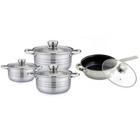 Набор кастрюль для электроплиты Rainberg RB-605 8 шт, Набор антипригарных кастрюль CY-566 с крышкой