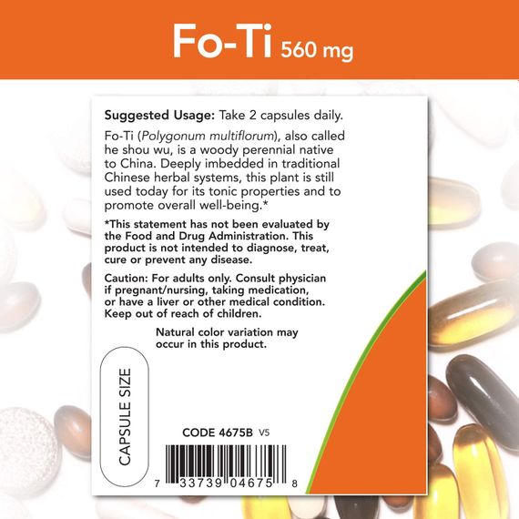 Горец многоцветковый Now Foods Fo-Ti 560 mg 100 caps | Зображення 1