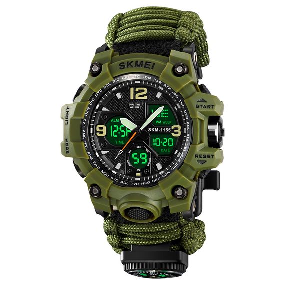 Чоловічий годинник Skmei 1155BNAG Army Green | Зображення 1