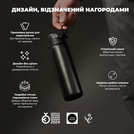 Пляшка для води металева вакуумна ION8 500 мл Vacuum Insulated Black (I8TS500BLK) | Зображення 3