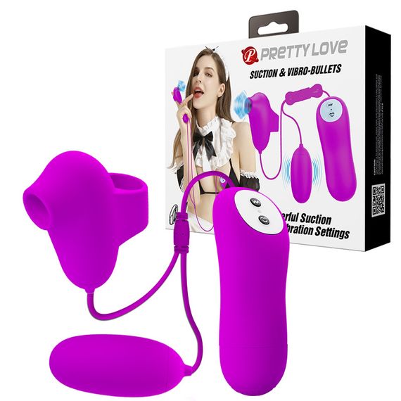 Виброяйцо с клиторальным стимулятором - Pretty Love Suction & Vibro Bullets Purple sexstyle