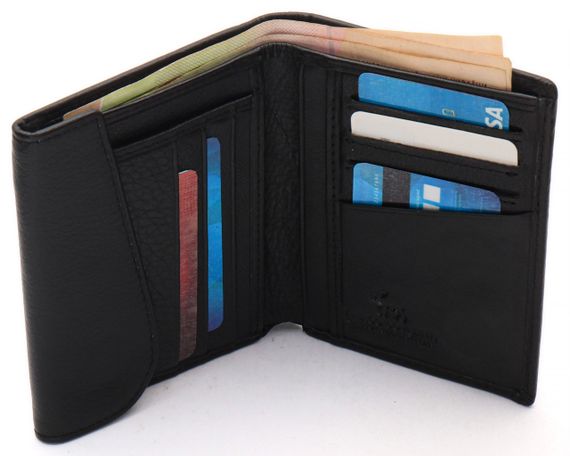 Чорний чоловічий гаманець вертикального типу з натуральної шкіри на магніті Marco Coverna MC-1286 | Зображення 4