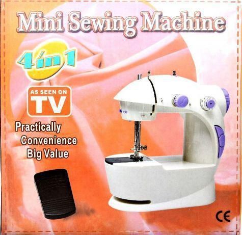 Швейная мини машинка Mini Sewing Machine SM-202A 4 в 1 портативная домашняя машинка для шитья, от сети / батареек / педали | Зображення 5