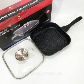 Сковорода для смаження на індукційній плиті, Сковорода алюмінієва поглиблена гриль зручна QO-55